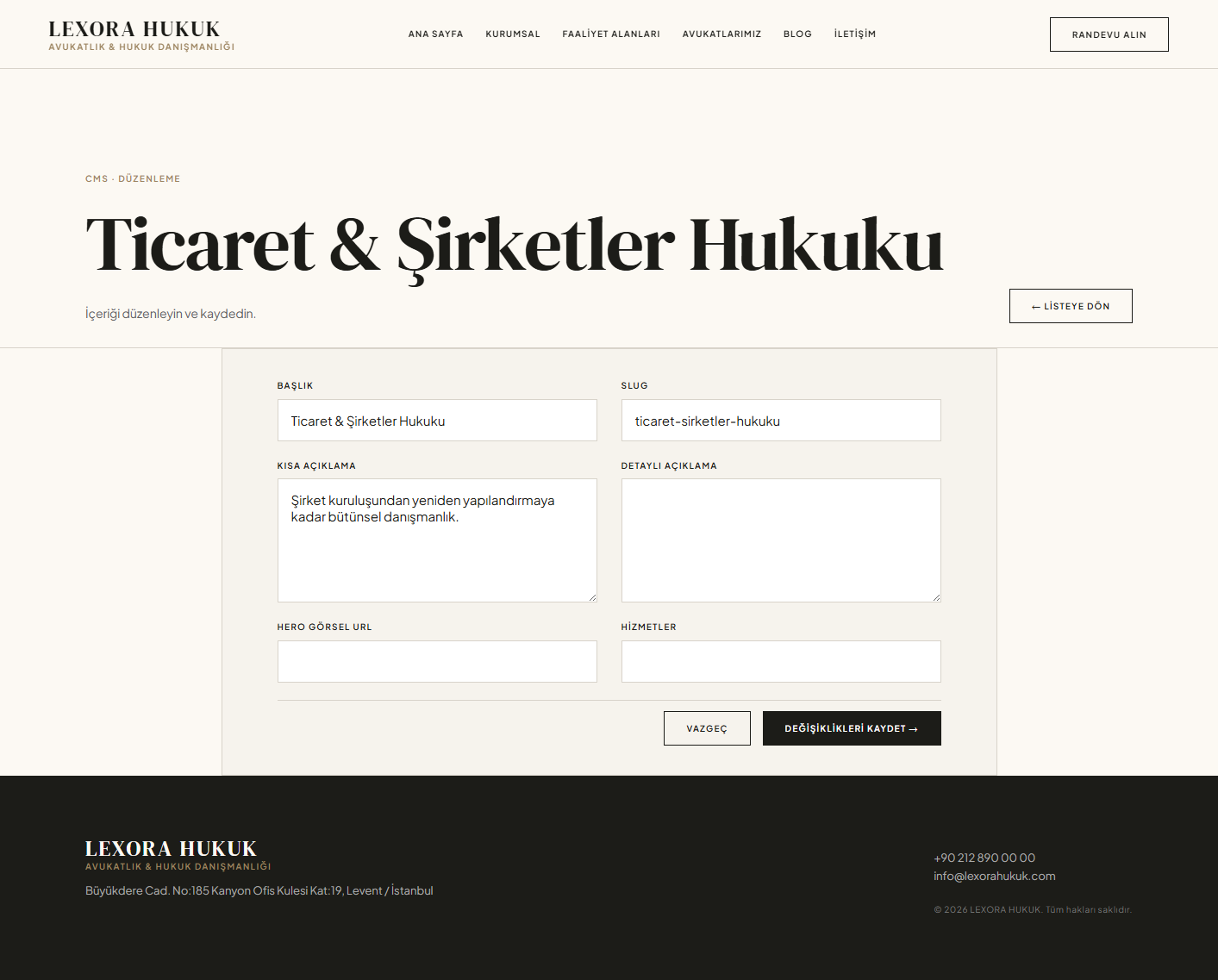 Lexora - Hukuk ve Danışmanlık Bürosu Web Çözümü detay